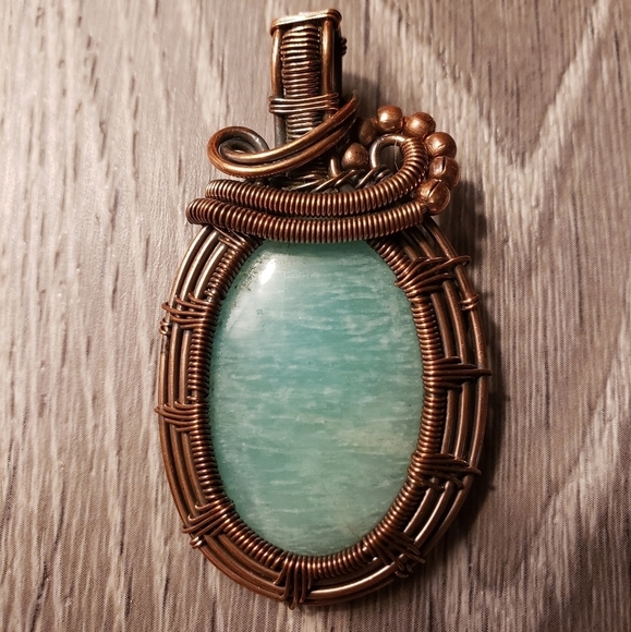 765- Amazonite Pendant Necklace Handmade NWT - Picture 1 of 8
